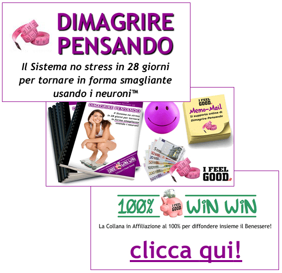 Banner "DIMAGRIRE PENSANDO - Il sistema no stress in 28 giorni per tornare in forma smagliante usando i neuroni" per il tuo sito